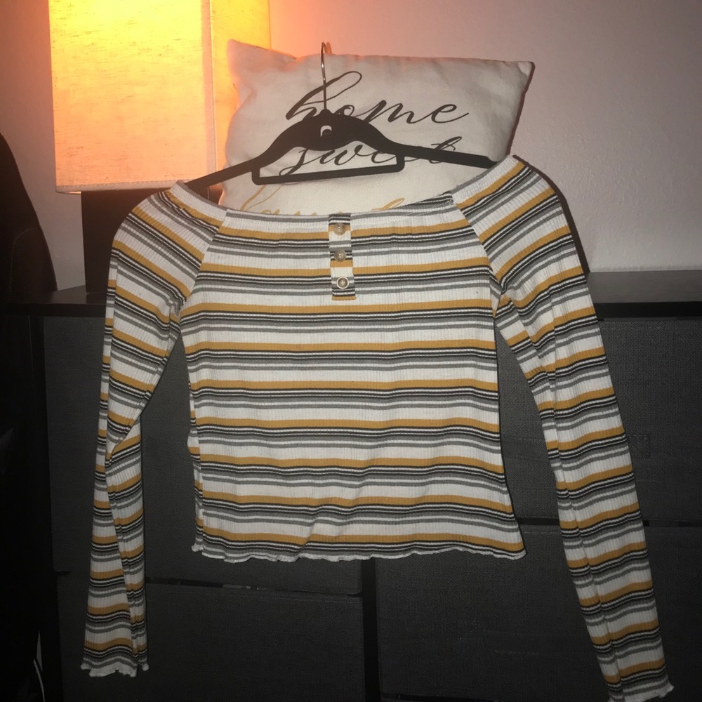 Off shoulder striped top